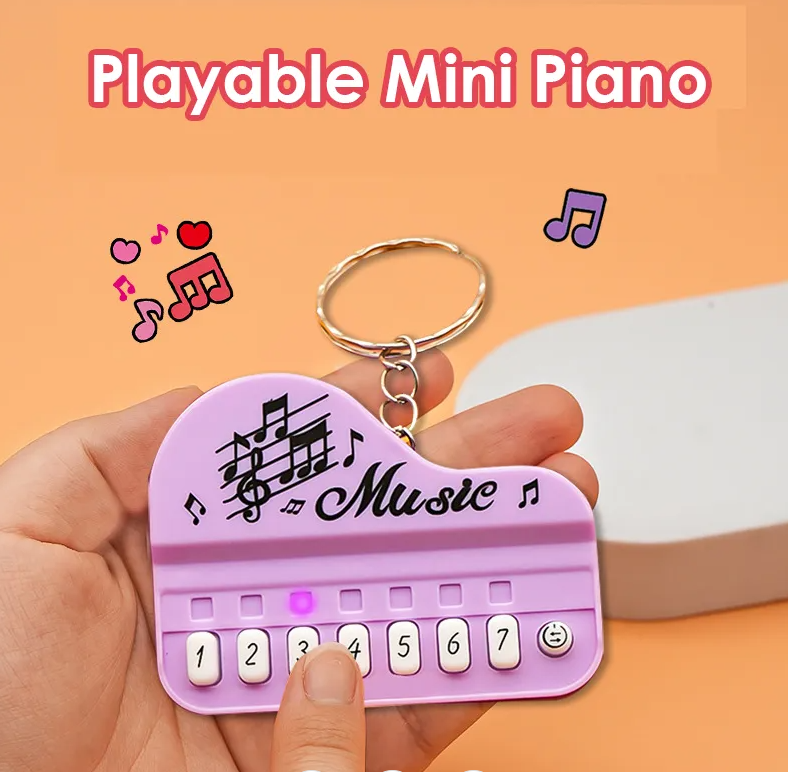 Mini Electronic Piano Keychain Creative Handheld Piano Luminous Music Bag Pendant-Any 1