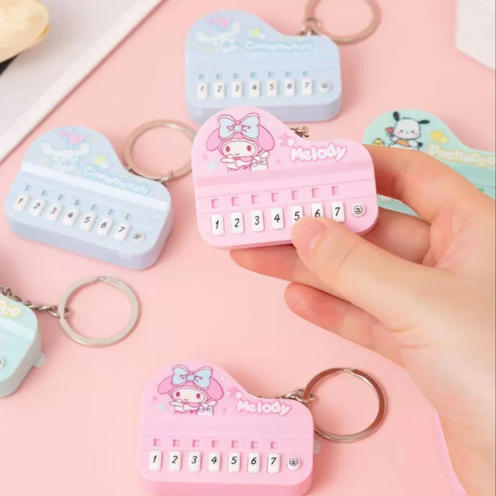 Mini Electronic Piano Keychain Creative Handheld Piano Luminous Music Bag Pendant-Any 1