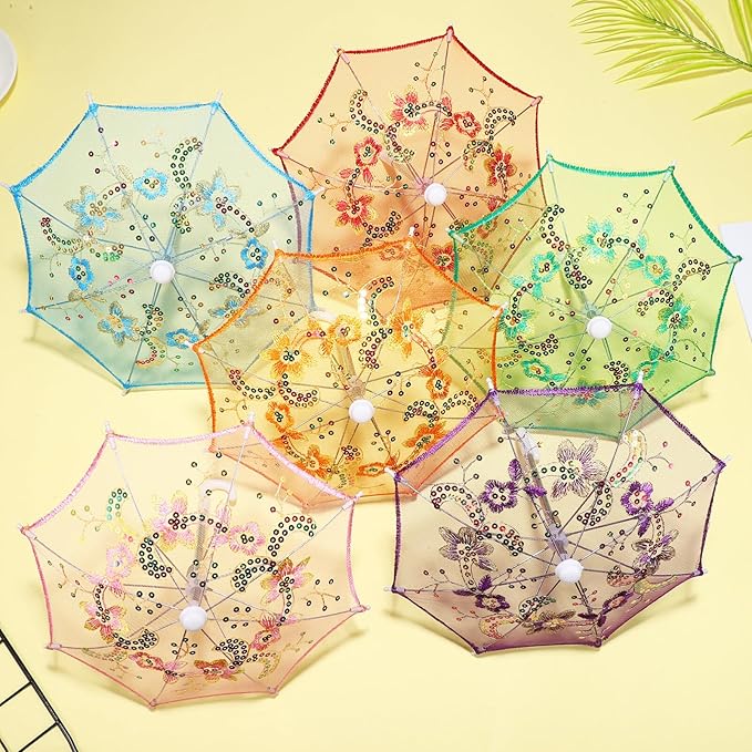 Mini Lace Foldable Umbrella , Doll Umbrellas Shining Decor for Wedding , Baby Shower- Any 1