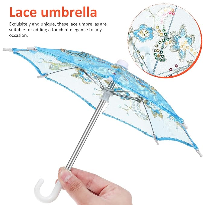 Mini Lace Foldable Umbrella , Doll Umbrellas Shining Decor for Wedding , Baby Shower- Any 1