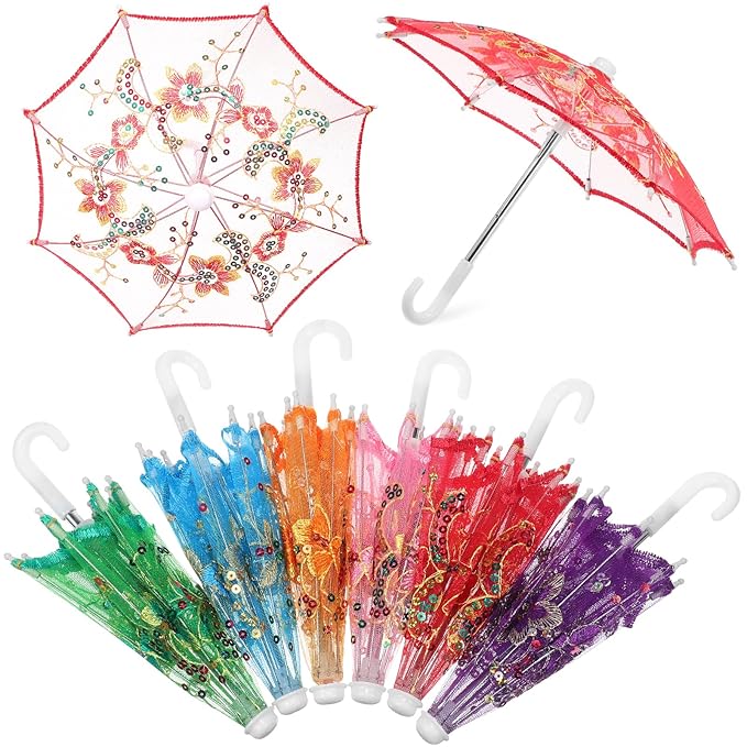 Mini Lace Foldable Umbrella , Doll Umbrellas Shining Decor for Wedding , Baby Shower- Any 1