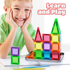40 Pieces-Mini Magnetic Tiles Travel Set,for Kids Ages 3+, Colourful Building Blocks in Portable Tin Box
