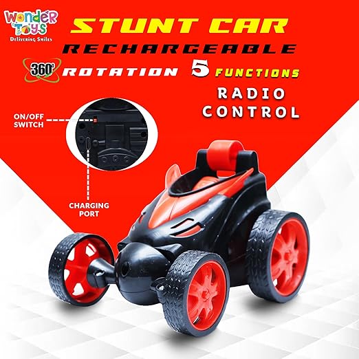 Mini Stunt Car Remote Control Rechargeable Car Toy for Kids - 360 Degree Spinning (Multicolor)
