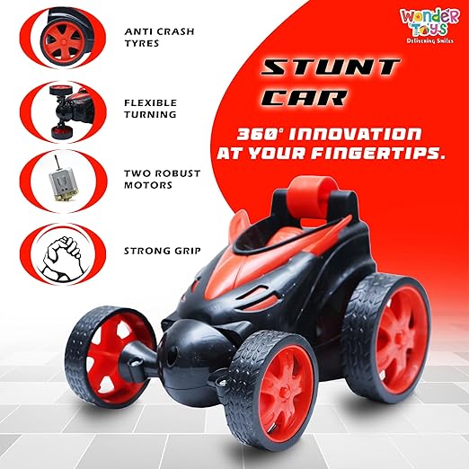 Mini Stunt Car Remote Control Rechargeable Car Toy for Kids - 360 Degree Spinning (Multicolor)