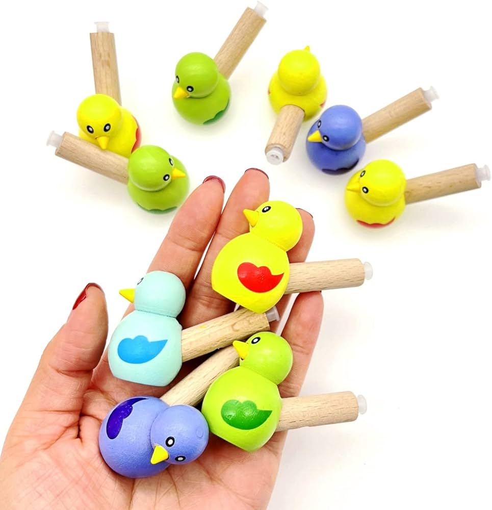 Mini Wooden Bird Whistle Toy - Any 1 Random Colour