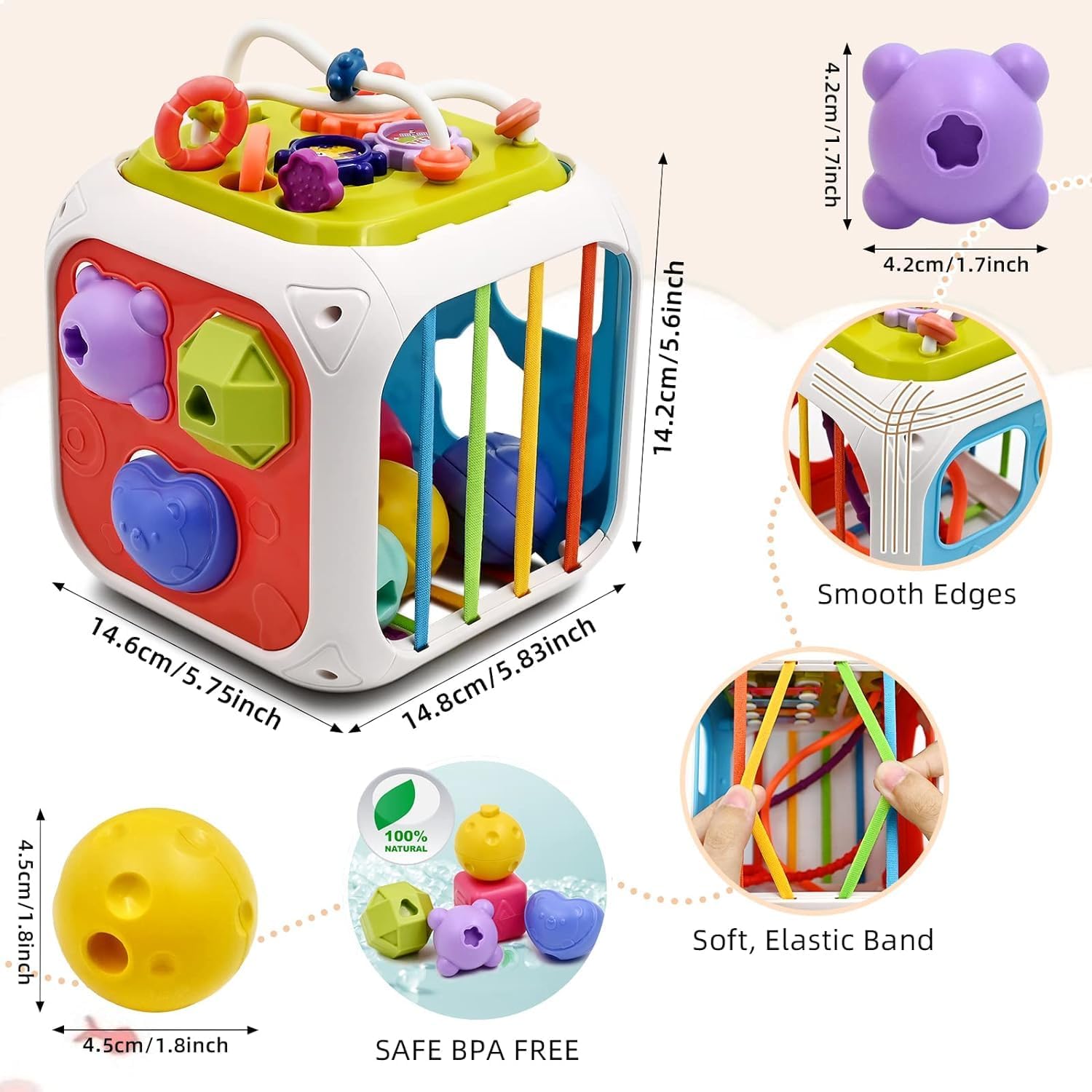 Montessori 7 in 1 Baby Sensory Toys for Kids Educational Learning Shape Sorter Activity Stacking Baby Toys Interactive Toy Fine Motor Skill