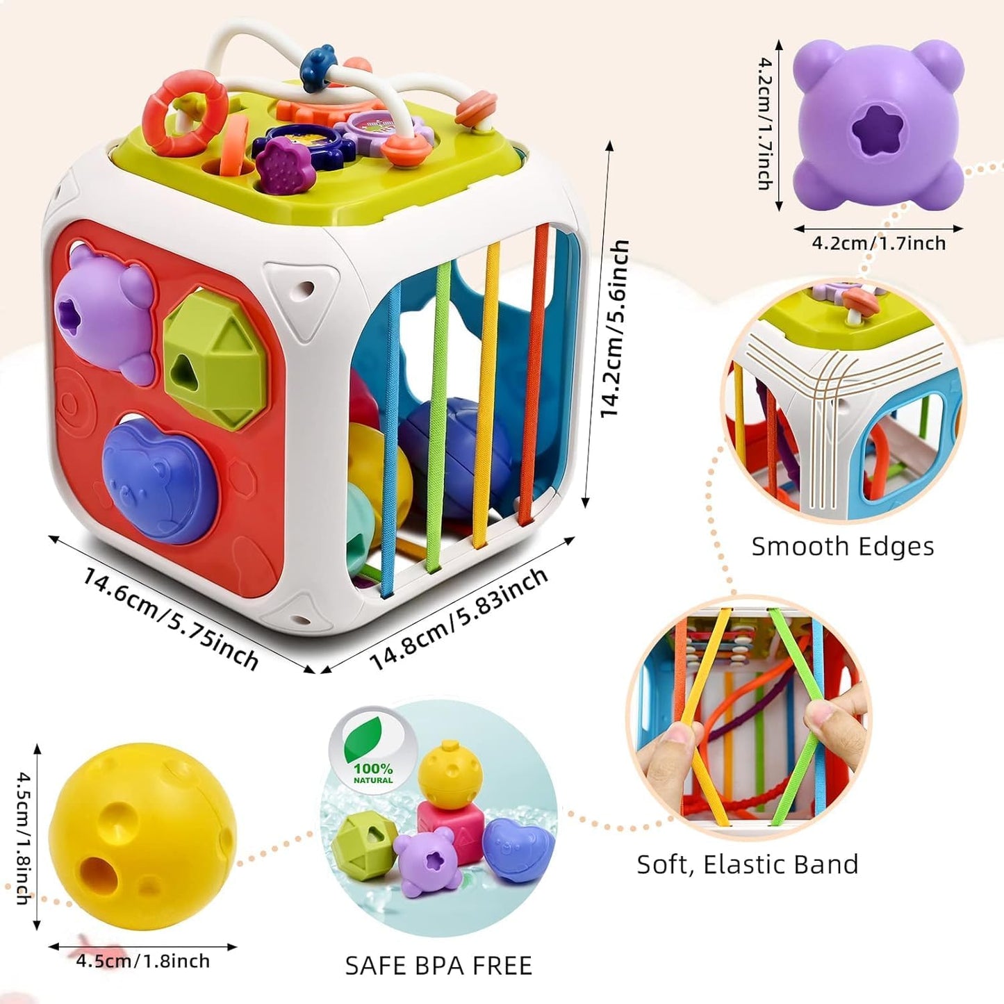 Montessori 7 in 1 Baby Sensory Toys for Kids Educational Learning Shape Sorter Activity Stacking Baby Toys Interactive Toy Fine Motor Skill