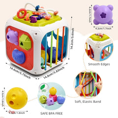 Montessori 7 in 1 Baby Sensory Toys for Kids Educational Learning Shape Sorter Activity Stacking Baby Toys Interactive Toy Fine Motor Skill