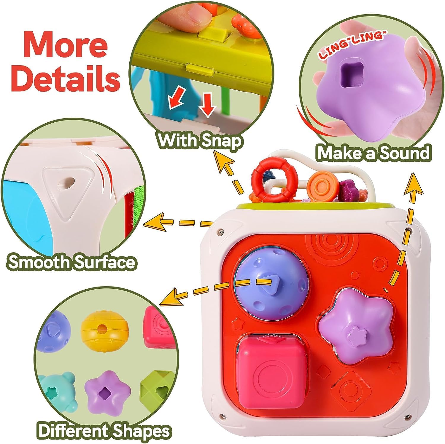 Montessori 7 in 1 Baby Sensory Toys for Kids Educational Learning Shape Sorter Activity Stacking Baby Toys Interactive Toy Fine Motor Skill