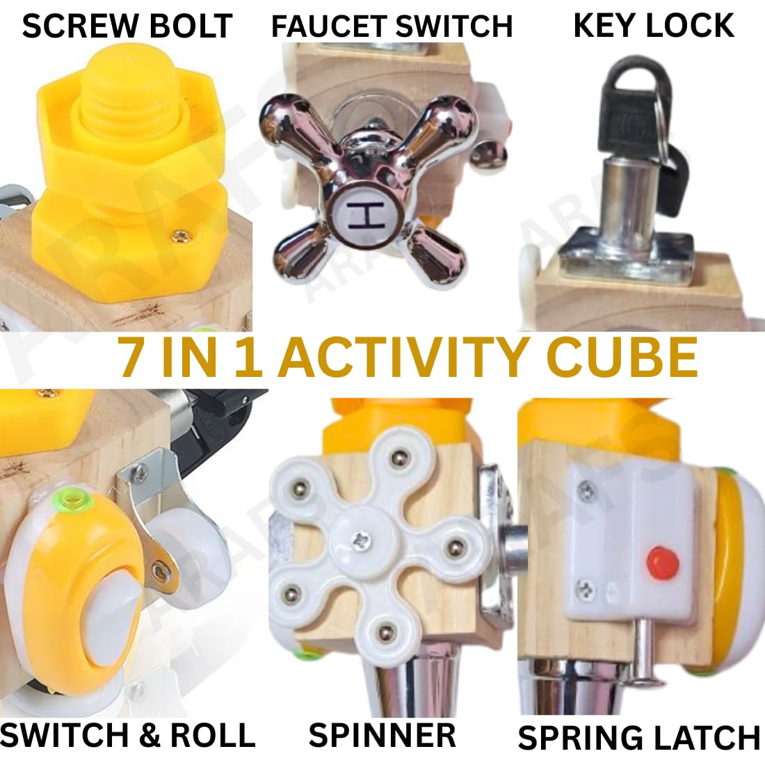 Montessori Busy Cube for Kids | 7-in-1 Wooden Activity