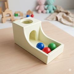 Montessori MDF Object Permanence Box 3 Quiet Sound Plastic Color Ball Drop Play for 6 Month to 3 Year Old Toddlers