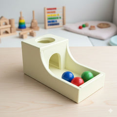 Montessori MDF Object Permanence Box 3 Quiet Sound Plastic Color Ball Drop Play for 6 Month to 3 Year Old Toddlers