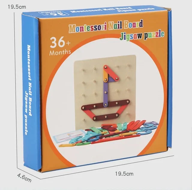 Montessori Nail Board Jigsaw Puzzle Alphabet and Shapes