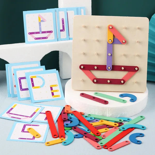 Montessori Nail Board Jigsaw Puzzle Alphabet and Shapes