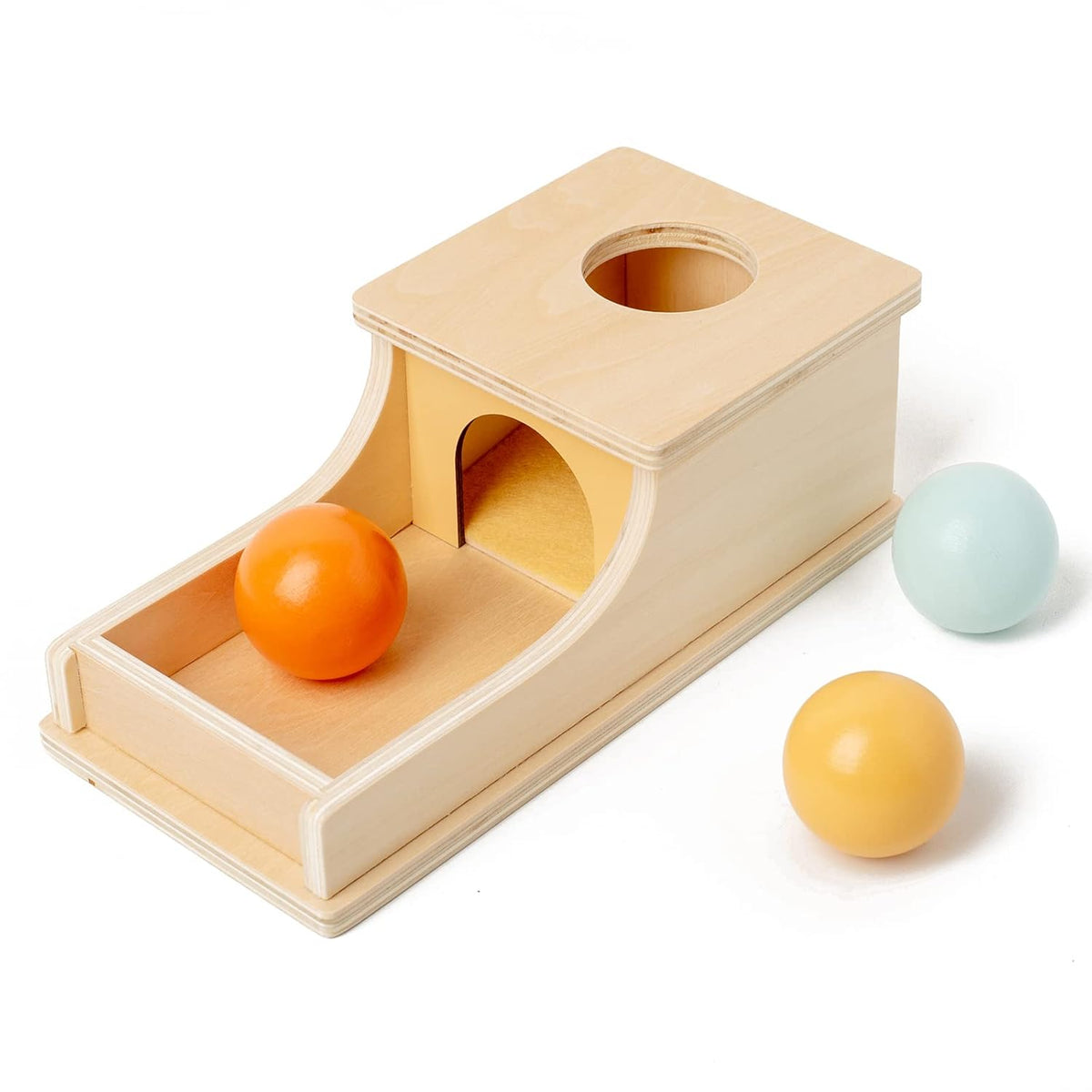 Montessori Object Permanence Box 3 Quiet Sound Plastic Color Ball Drop Play for 6 Month 1 2 3 Year Old Toddlers Early Education Tool