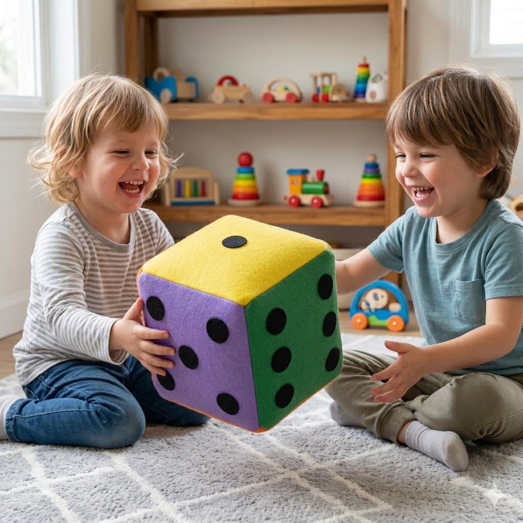 Multicolor Felt Soft Dice Cube Big- for All Ages 8 Inches