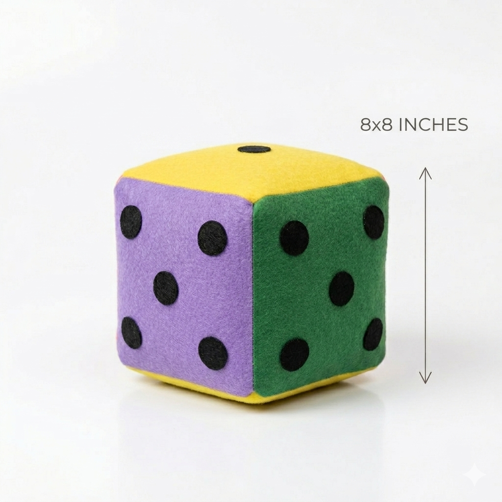Multicolor Felt Soft Dice Cube Big- for All Ages 8 Inches