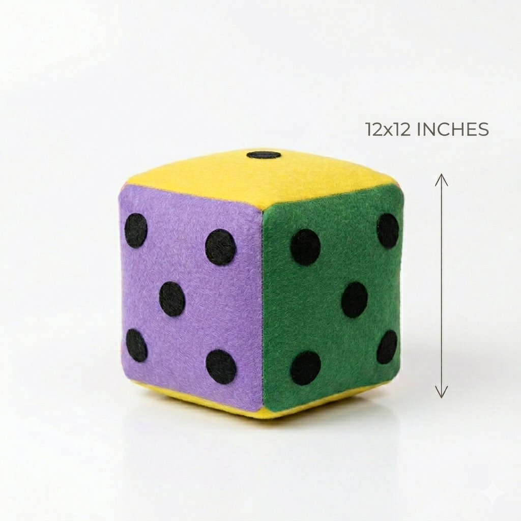 Multicolor Felt Soft Dice Cube Large - for All Ages 12 Inches