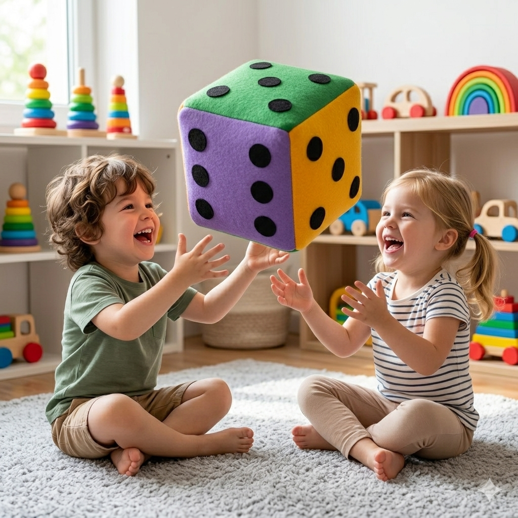 Multicolor Felt Soft Dice Cube Large - for All Ages 12 Inches