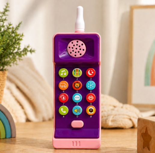 Musical Puzzle Phone Toy for Kids Interactive Light-Up Mobile with Songs Keypad Chat Function Learning Play Battery Operated Fun Gift for Boys and Girls- Assorted (Pack of 1)