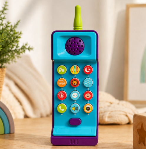 Musical Puzzle Phone Toy for Kids Interactive Light-Up Mobile with Songs Keypad Chat Function Learning Play Battery Operated Fun Gift for Boys and Girls- Assorted (Pack of 1)