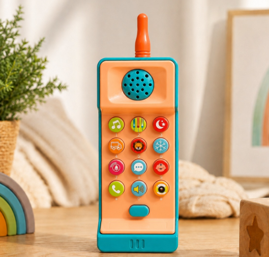 Musical Puzzle Phone Toy for Kids Interactive Light-Up Mobile with Songs Keypad Chat Function Learning Play Battery Operated Fun Gift for Boys and Girls- Assorted (Pack of 1)