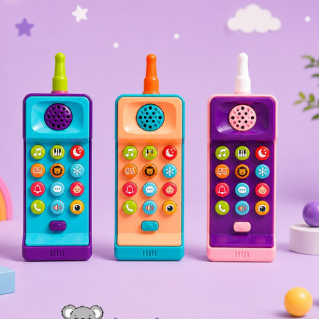 Musical Puzzle Phone Toy for Kids Interactive Light-Up Mobile with Songs Keypad Chat Function Learning Play Battery Operated Fun Gift for Boys and Girls- Assorted (Pack of 1)