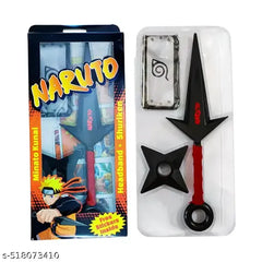 NarutoNinja Cosplay Set – Includes Kunai Knife, Hidden Leaf Headband, Shuriken & 6 Anime Character Stickers – Ultimate Ninja Gift for Kid