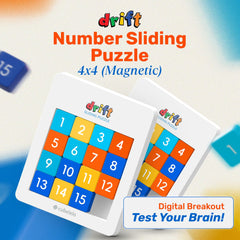 Number Sliding Magnetic Puzzle 4x4 for 6+ age 15-Blocks Brain Teaser Puzzle