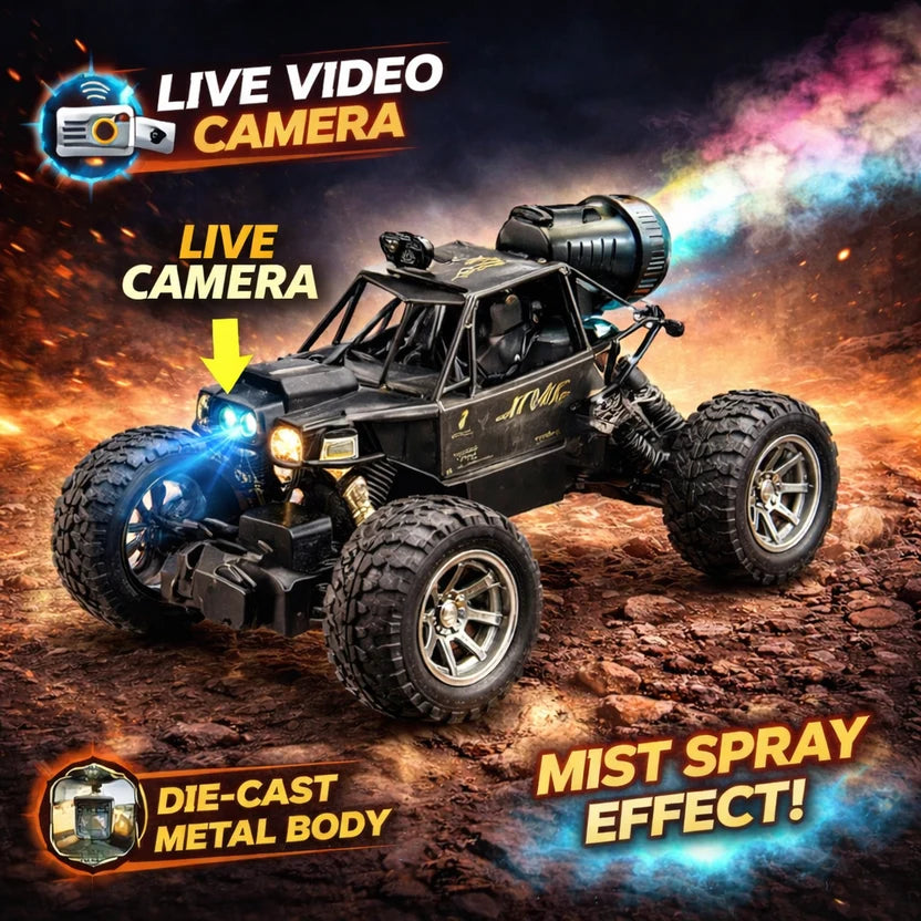 Off-Road RC Monster Truck with Camera & Colourful Smoke Effect with 1 Rechareable Battery