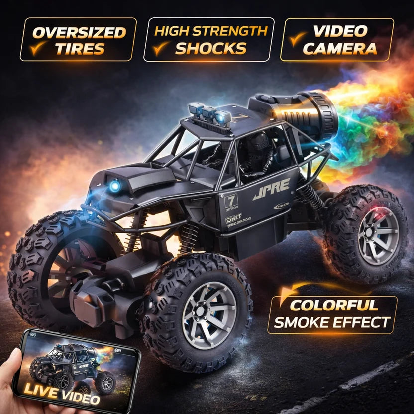 Off-Road RC Monster Truck with Camera & Colourful Smoke Effect with 1 Rechareable Battery