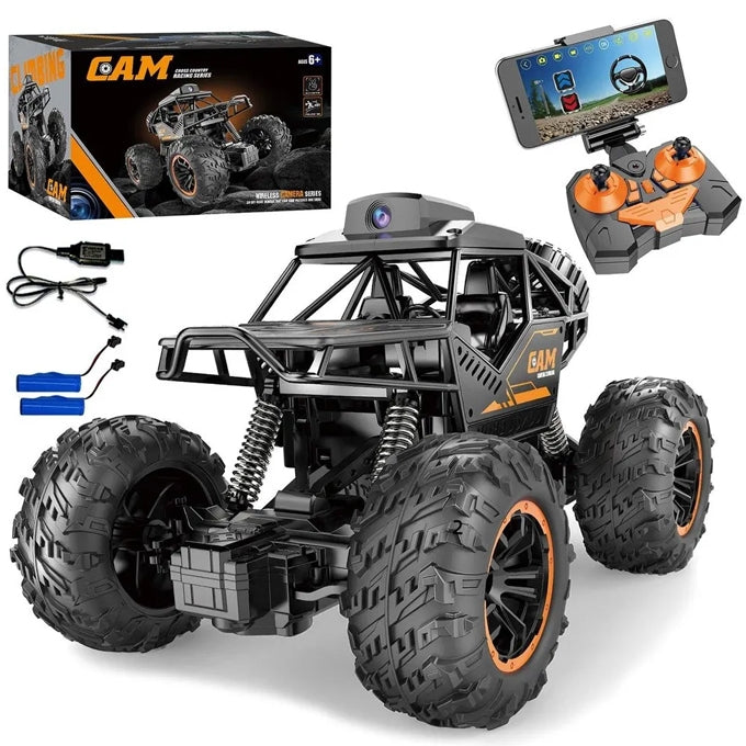 WiFi Camera RC Rock Crawler Car – 1:18 Off-Road Monster Truck with Gravity Sensor & 2.4GHz Remote for Kids & Adults (720P HD FPV)