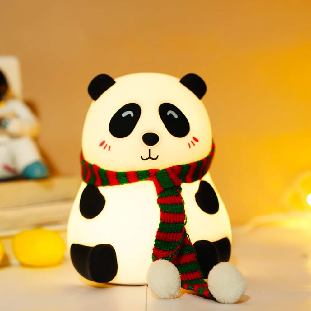 Panda Night Light for Kids- Rechargeable Silicone LED Lamp, 7-Color Changing