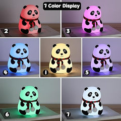 Panda Night Light for Kids- Rechargeable Silicone LED Lamp, 7-Color Changing