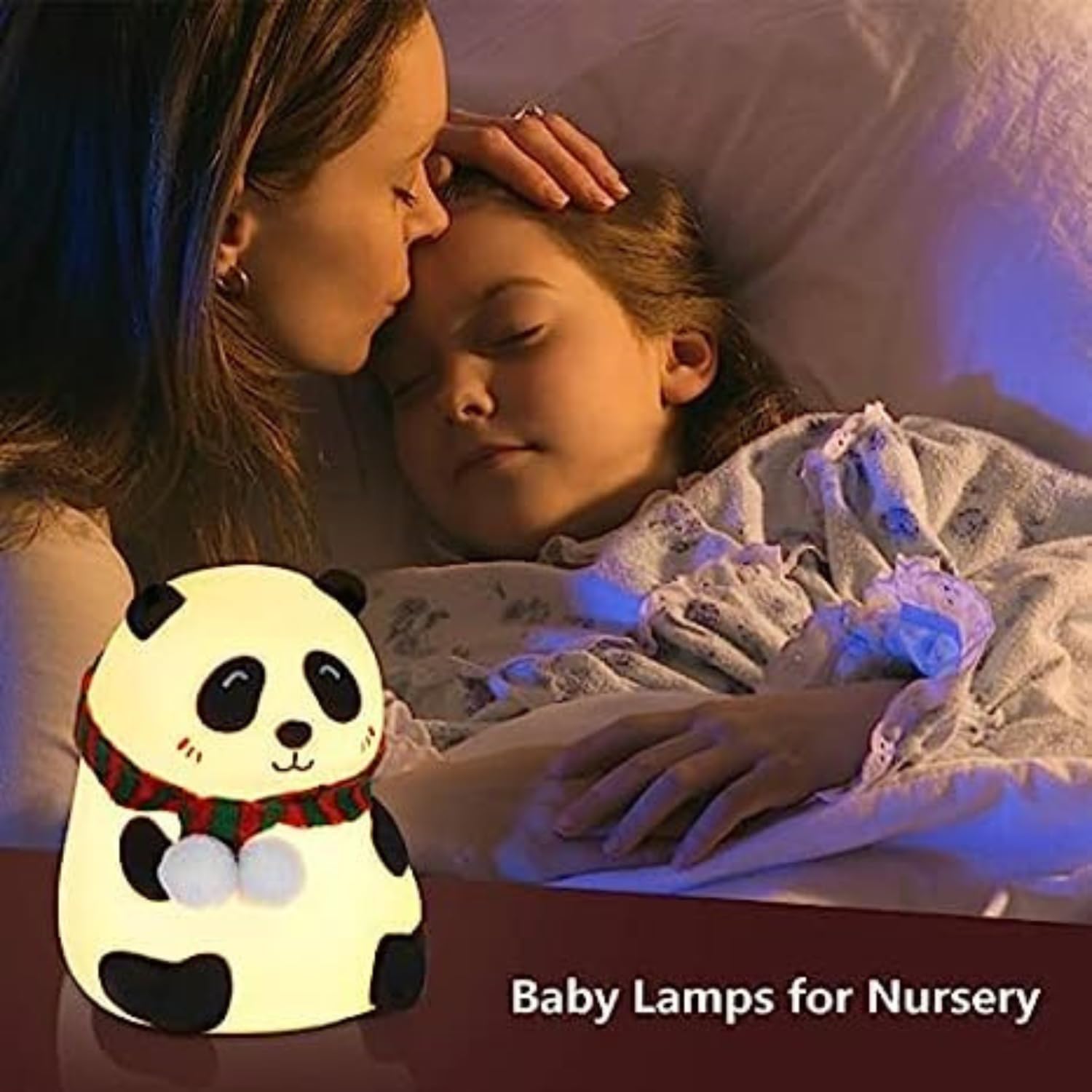 Panda Night Light for Kids- Rechargeable Silicone LED Lamp, 7-Color Changing