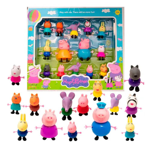 Pepp'a Pig 14Pcs Family Toy with Family and Friends Toy for Kids (Multicolor)