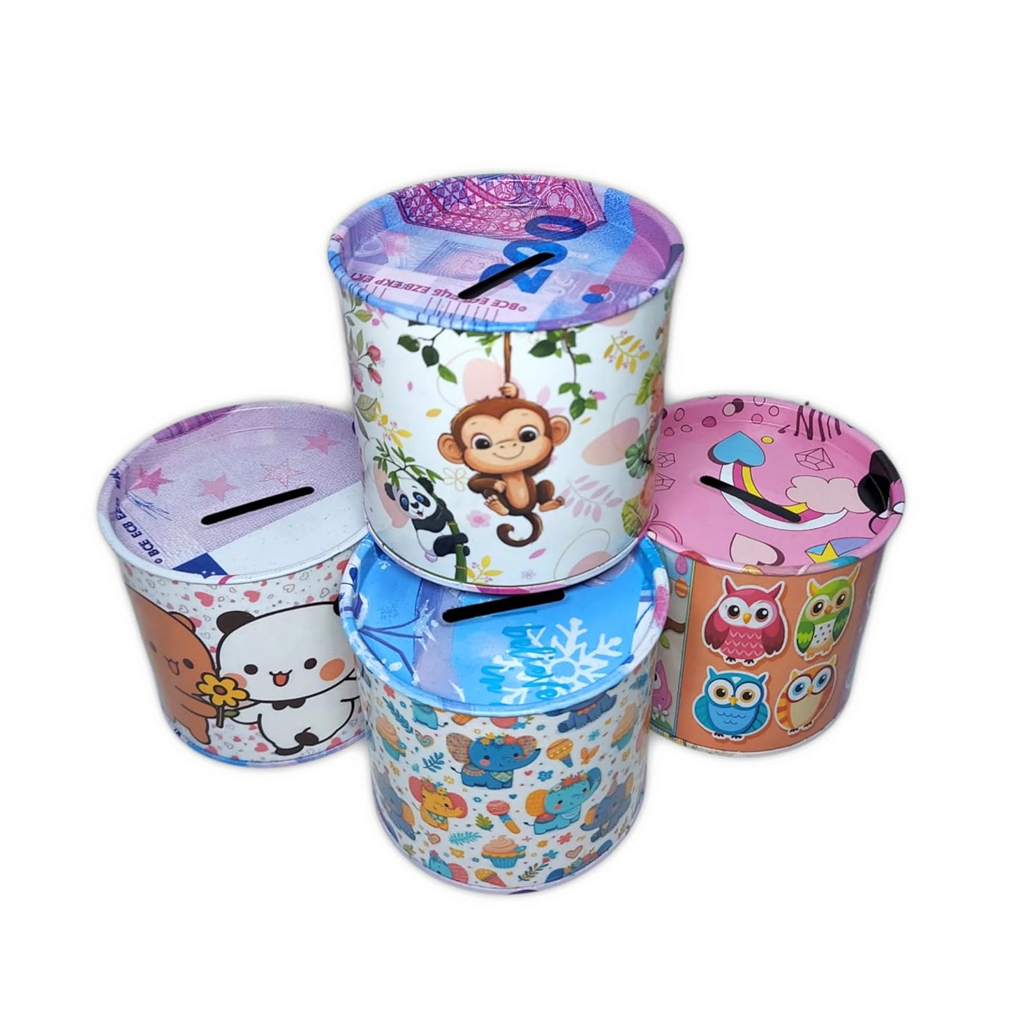 Piggy Bank Money Box for Kids Metal Tin - Multicolor Mixed Design Any 1
