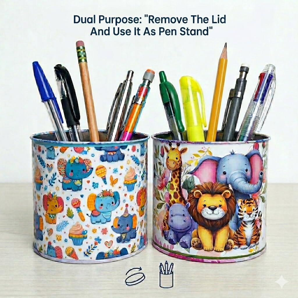 Piggy Bank Money Box for Kids Metal Tin - Multicolor Mixed Design Any 1