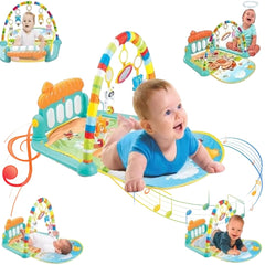 Play Gym for Babies 0 to 12 Months-Musical Piano Keyboard Activity Play Mat Hanging Rattles Lights Tunes Music