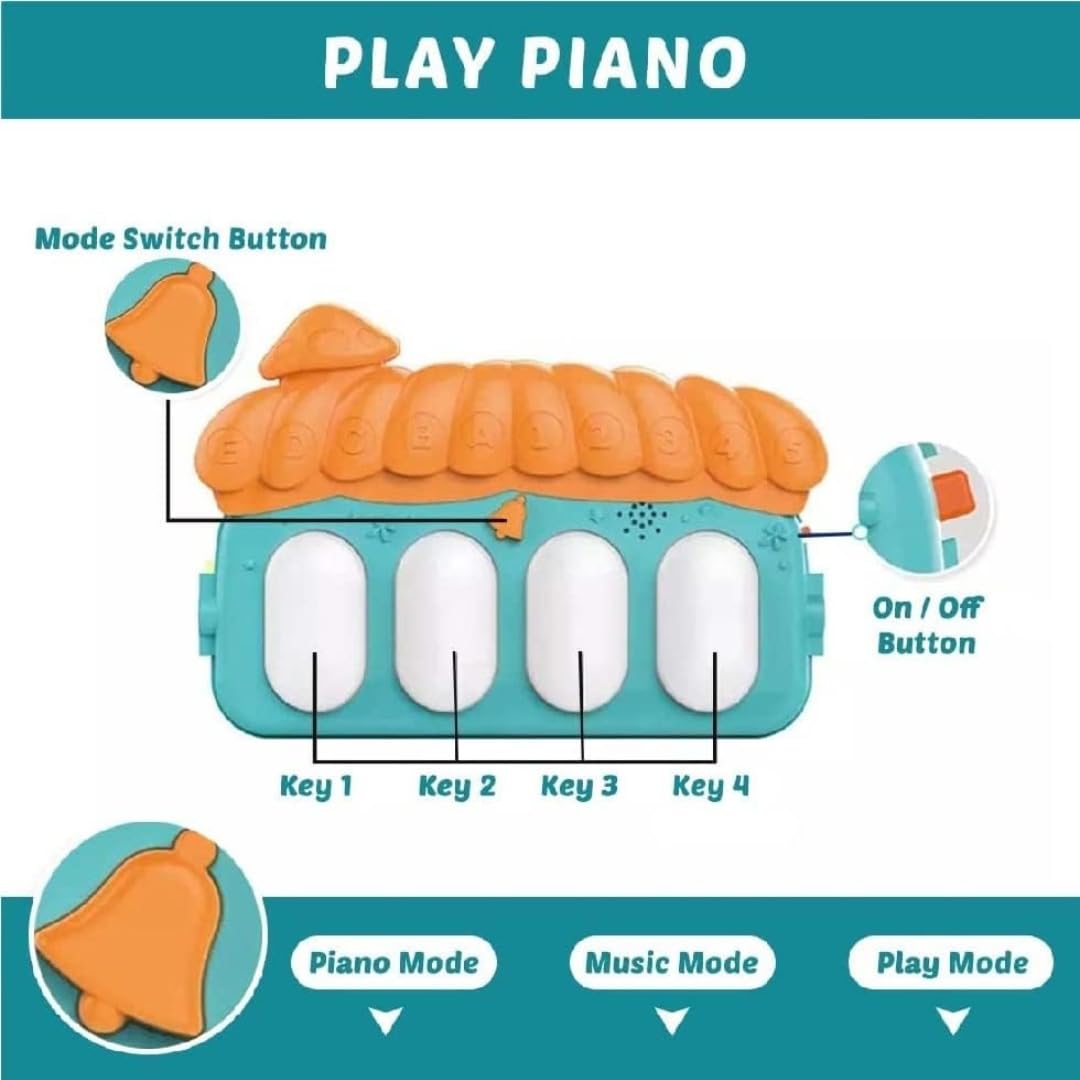 Play Gym for Babies 0 to 12 Months-Musical Piano Keyboard Activity Play Mat Hanging Rattles Lights Tunes Music