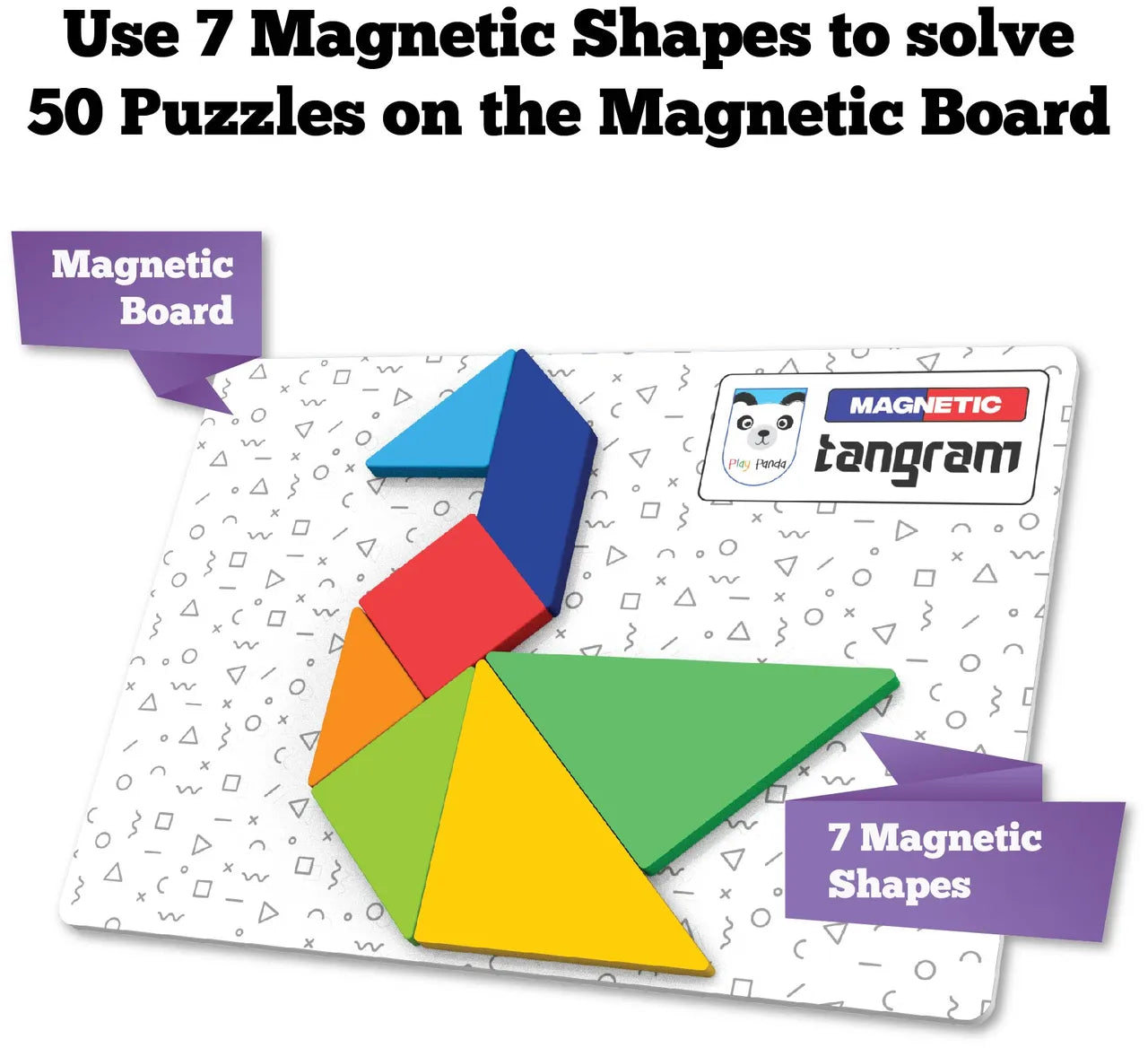 Play Panda Magnetic Tangram Puzzle Animals | Solve 50 Puzzles Using Magnetic Shapes For Kids | 3+ years