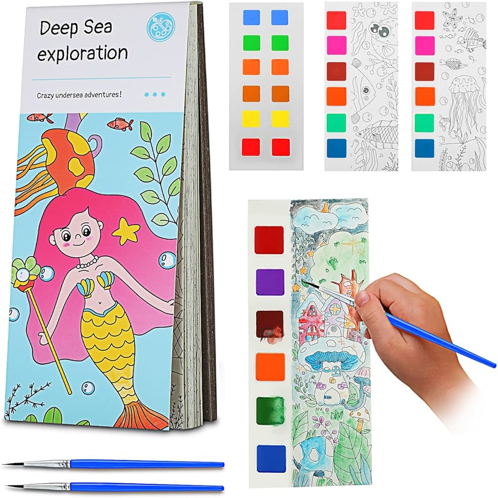 Pocket Watercolor Painting Book for Kids Travel - Watercolor Bookmarks