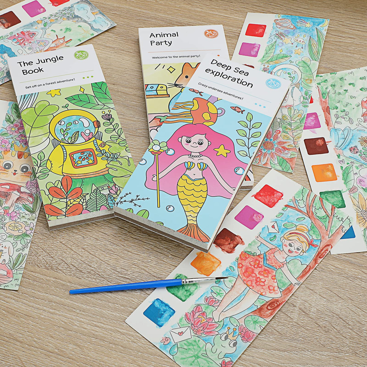 Pocket Watercolor Painting Book for Kids Travel - Watercolor Bookmarks