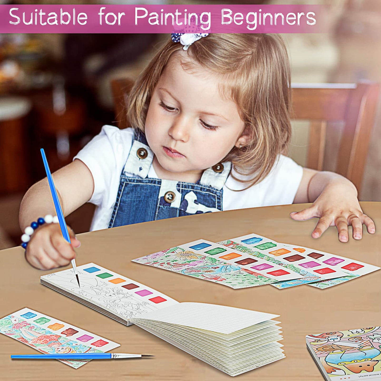 Pocket Watercolor Painting Book for Kids Travel - Watercolor Bookmarks