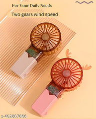 Portable Mini 2 speed hand fan rechargeable for multi purpose premium quality & with single bulb light - any 1 Random color