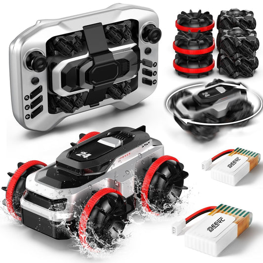 Portable Mini RC Car with 360° Spin, All-Terrain & Water Driving, Dual Tires (Omnidirectional & Amphibious), 2.4GHz 4WD Stunt