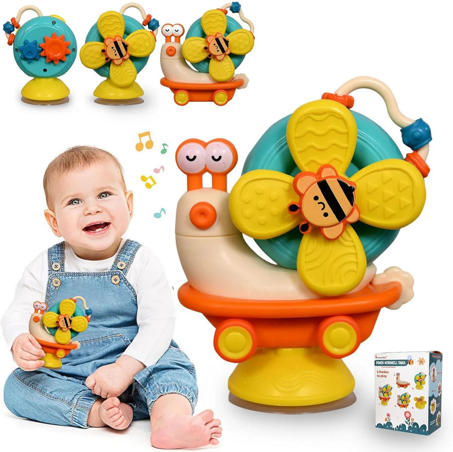 Premium 5 in 1 Power Windmill Snail Toy for Babies Activity Toys for Toddlers |Montessori Sensory Development Convertible Push &Go Toy