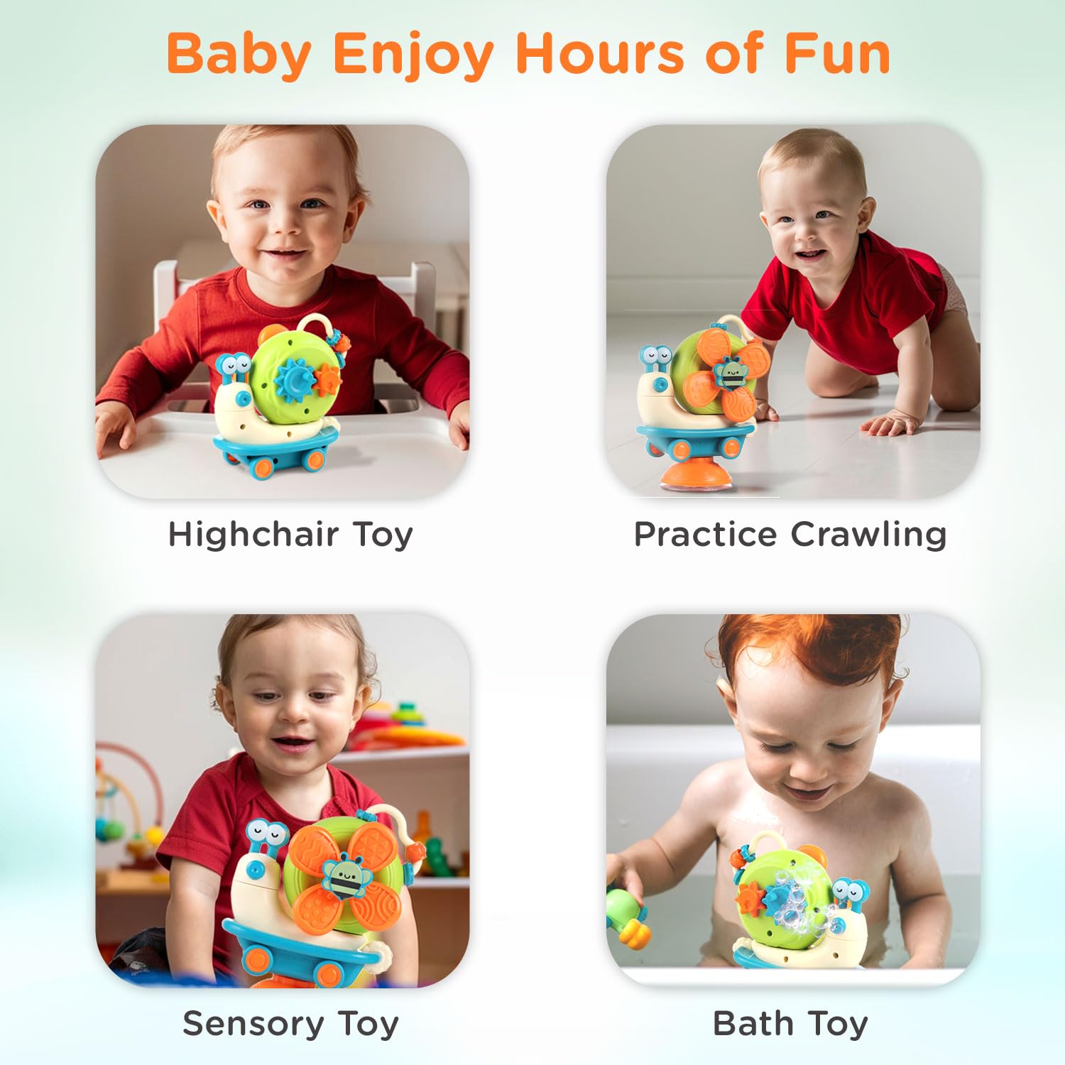 Premium 5 in 1 Power Windmill Snail Toy for Babies Activity Toys for Toddlers |Montessori Sensory Development Convertible Push &Go Toy