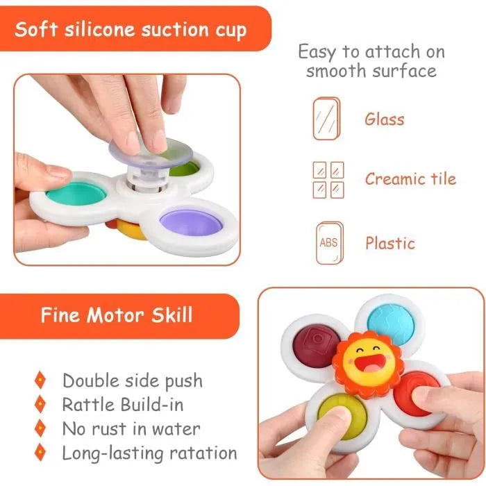Puzzle Sucker And Fidget Spinning Top With Vaccum Suction Cup -Any 1 Random piece