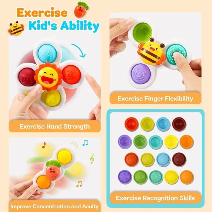 Puzzle Sucker And Fidget Spinning Top With Vaccum Suction Cup -Any 1 Random piece